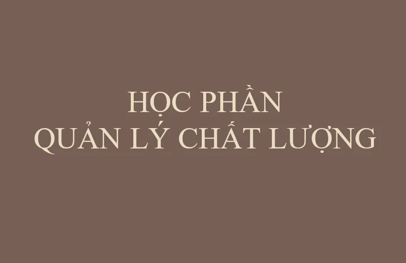 Bài giảng Quản lý chất lượng
