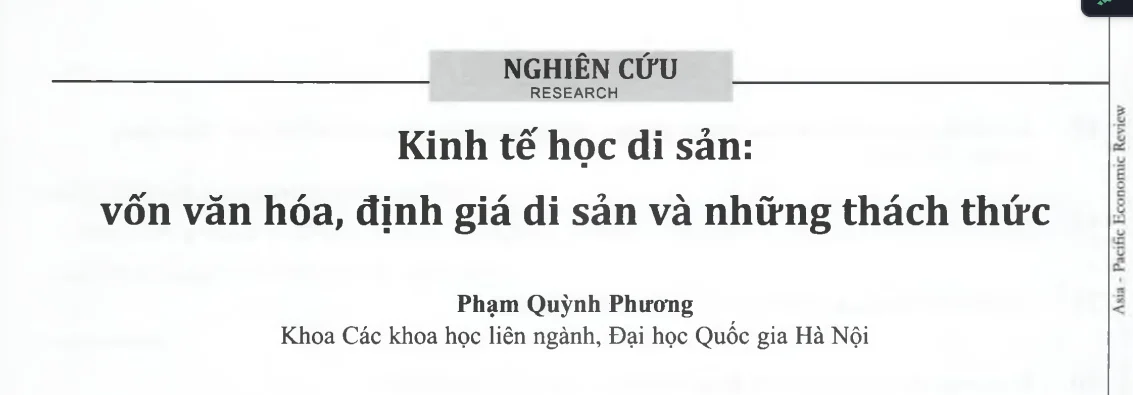 Kinh tế học di sản: vốn văn hóa, định giá di sản và những thách thức