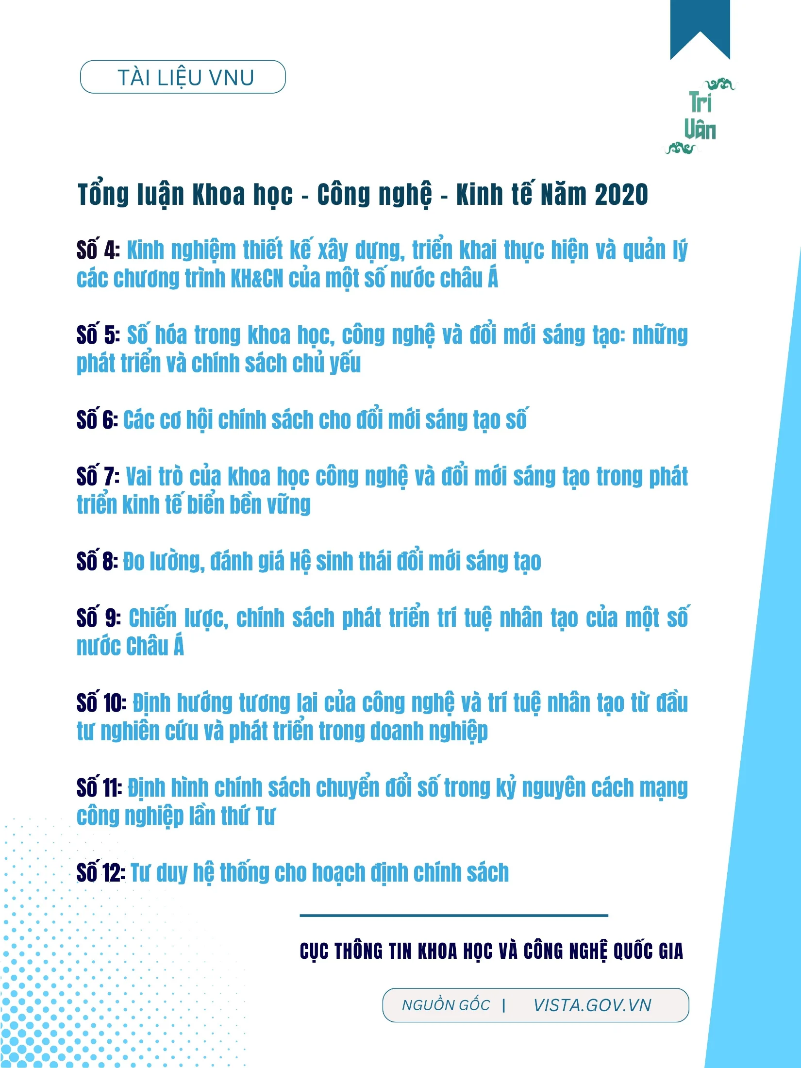 Tổng luận Khoa học - Công nghệ - Kinh tế Năm 2020, số 4-số 12, số 3, Cục Thông tin Thống kê