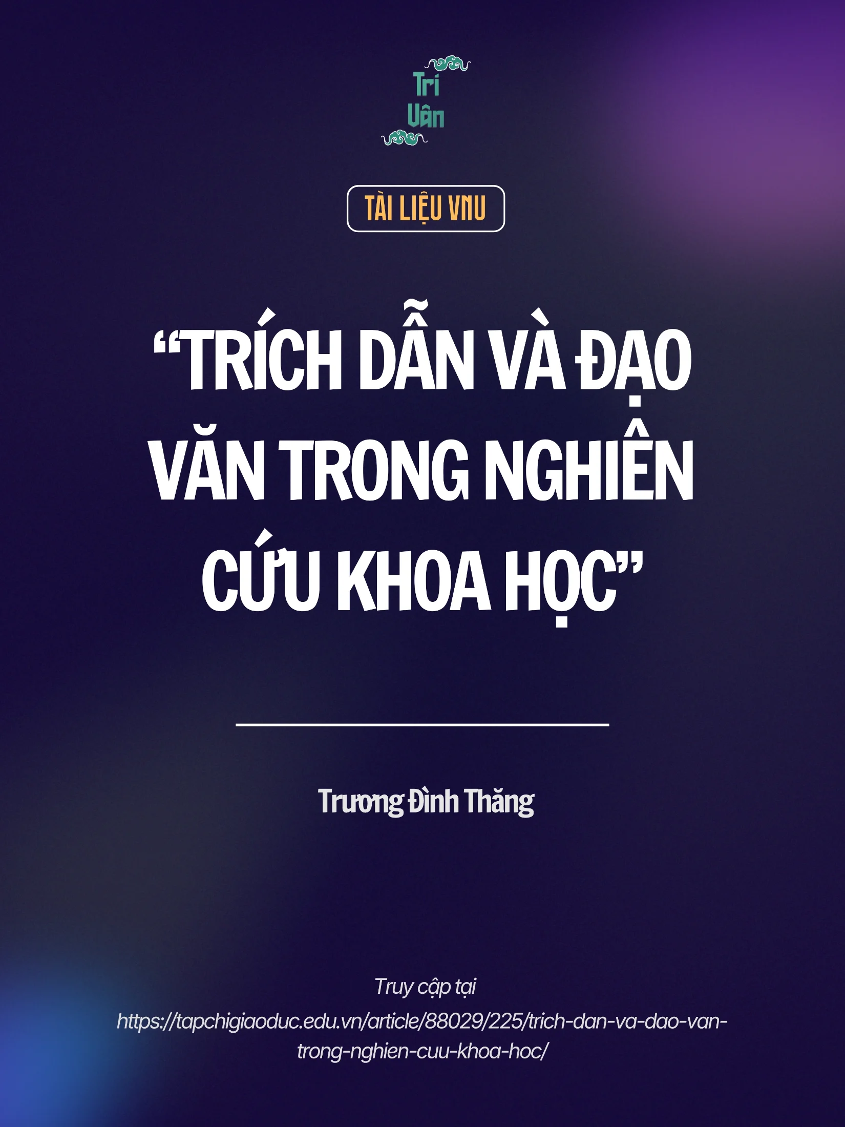 Trích dẫn và đạo văn trong nghiên cứu khoa học